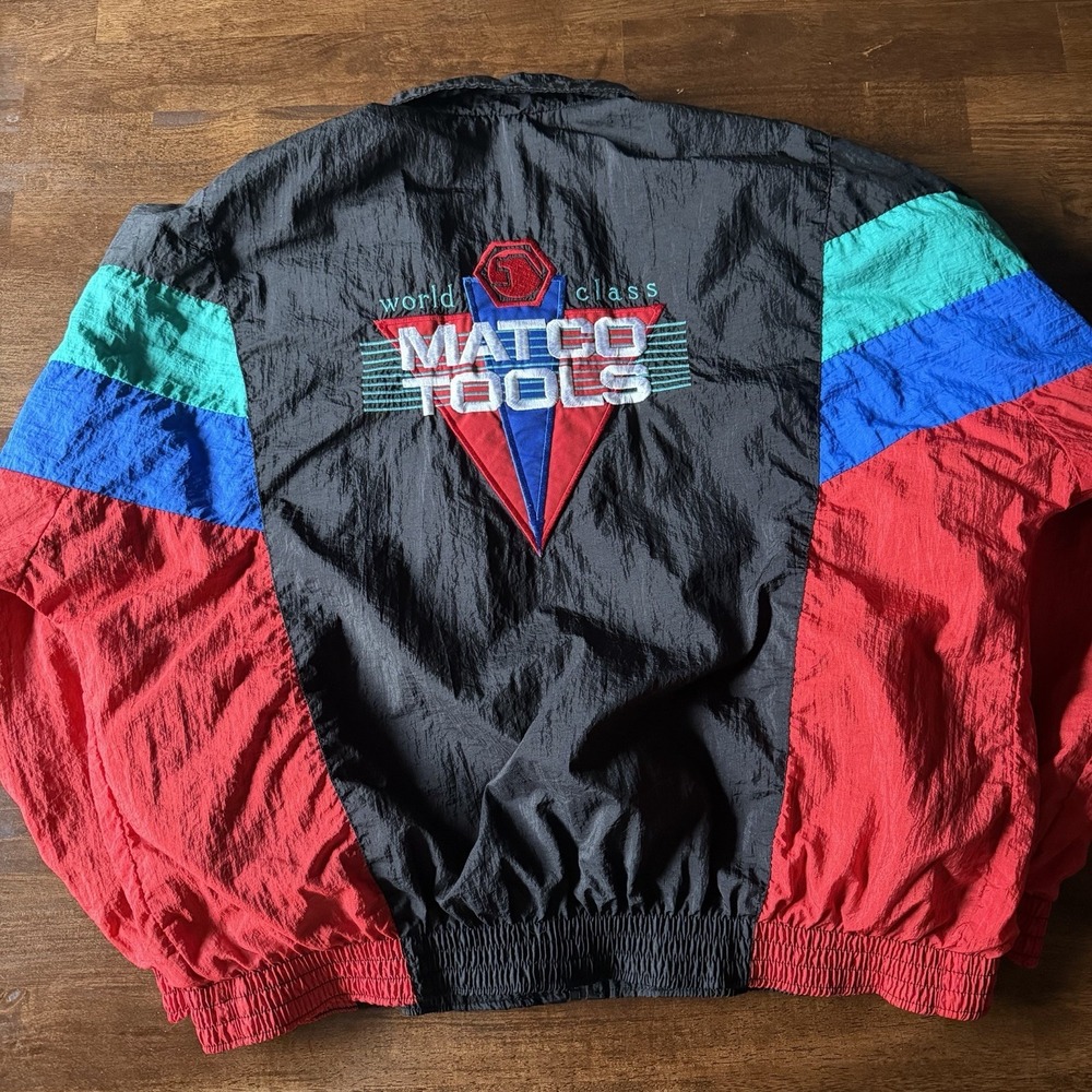 Vintage Matco Tools World Class 90s Windbreaker  Jacket XL Colorblock Nylon